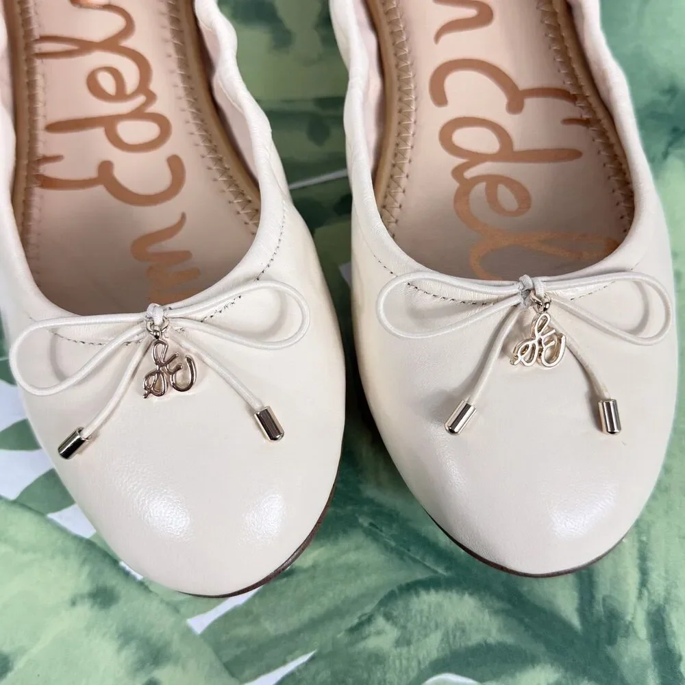 SAM EDELMAN NEW Felicia Ivory Leather Ballet Flat - Picture 4 of 16
